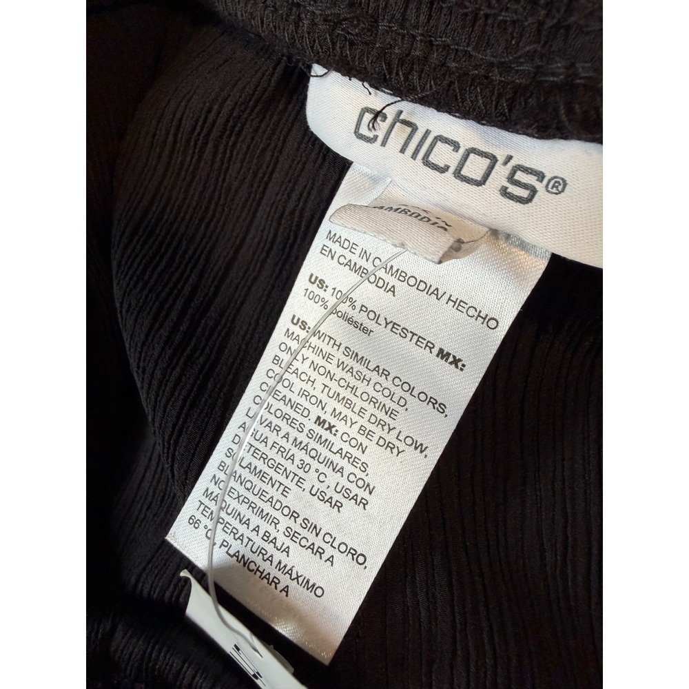Chicos Travelers Crinkle Textured Pants Black Wide Leg Elastic Waist 4R XXL NEW - Picture 7 of 8